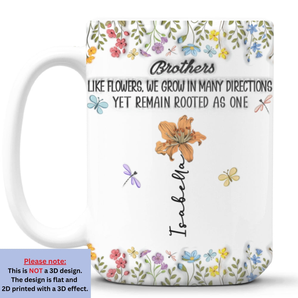 Custom Christmas & Birthday Gift for Brother & Sister • Growing Apart Yet Always Connected - Personalized 3D Inflated Effect Coffee Mug