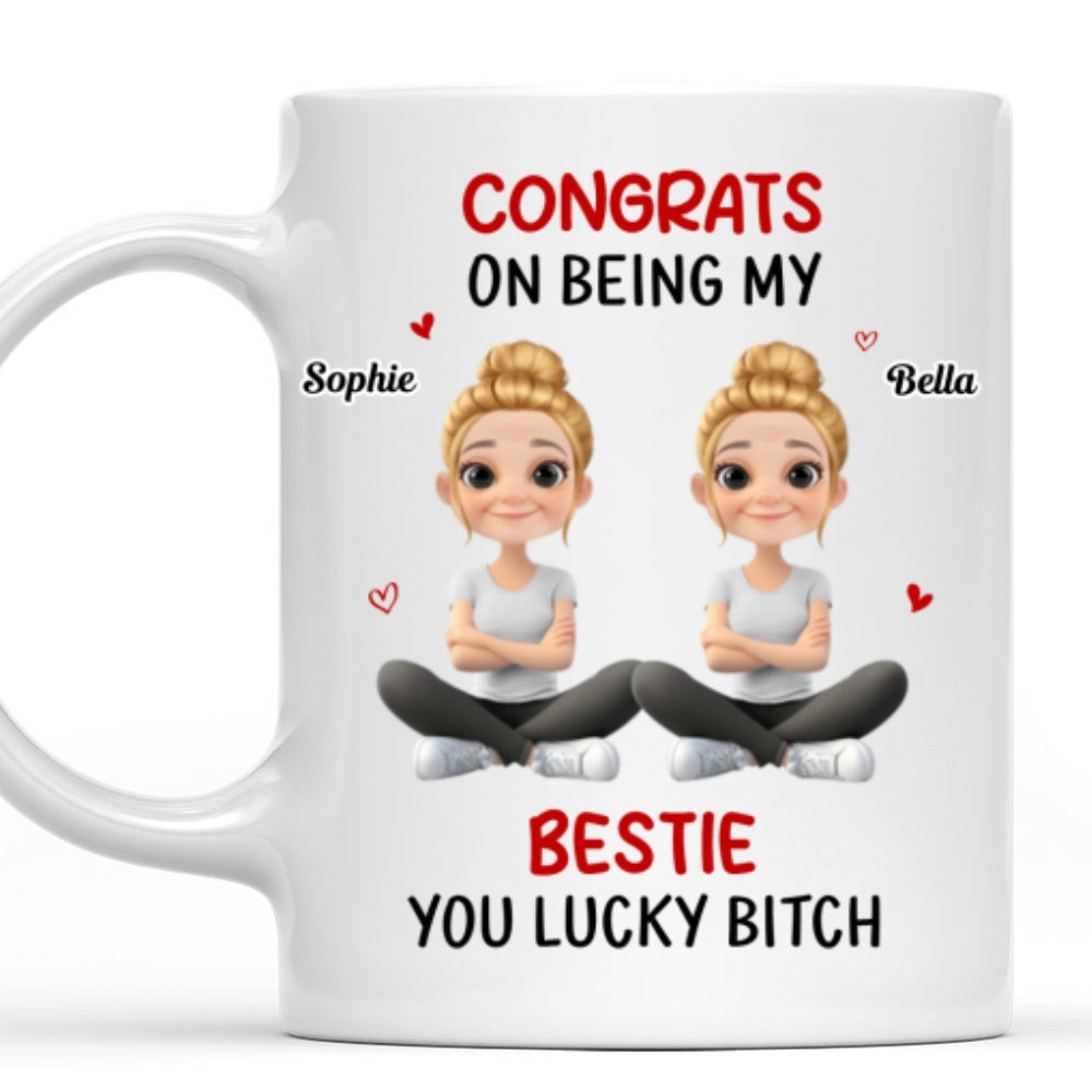 Custom Best Friend, Christmas & Birthday Friendship Keepsake Gift • Congrats My Bestie - Personalized Coffee Mug