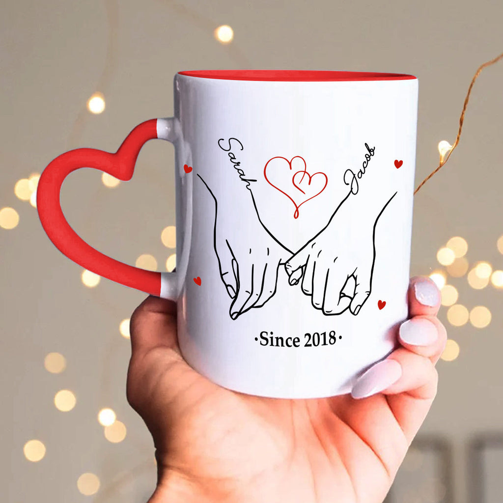 Custom Anniversary Keepsake Gifts For Couple • I Met You - Personalized Heart Handle Mug