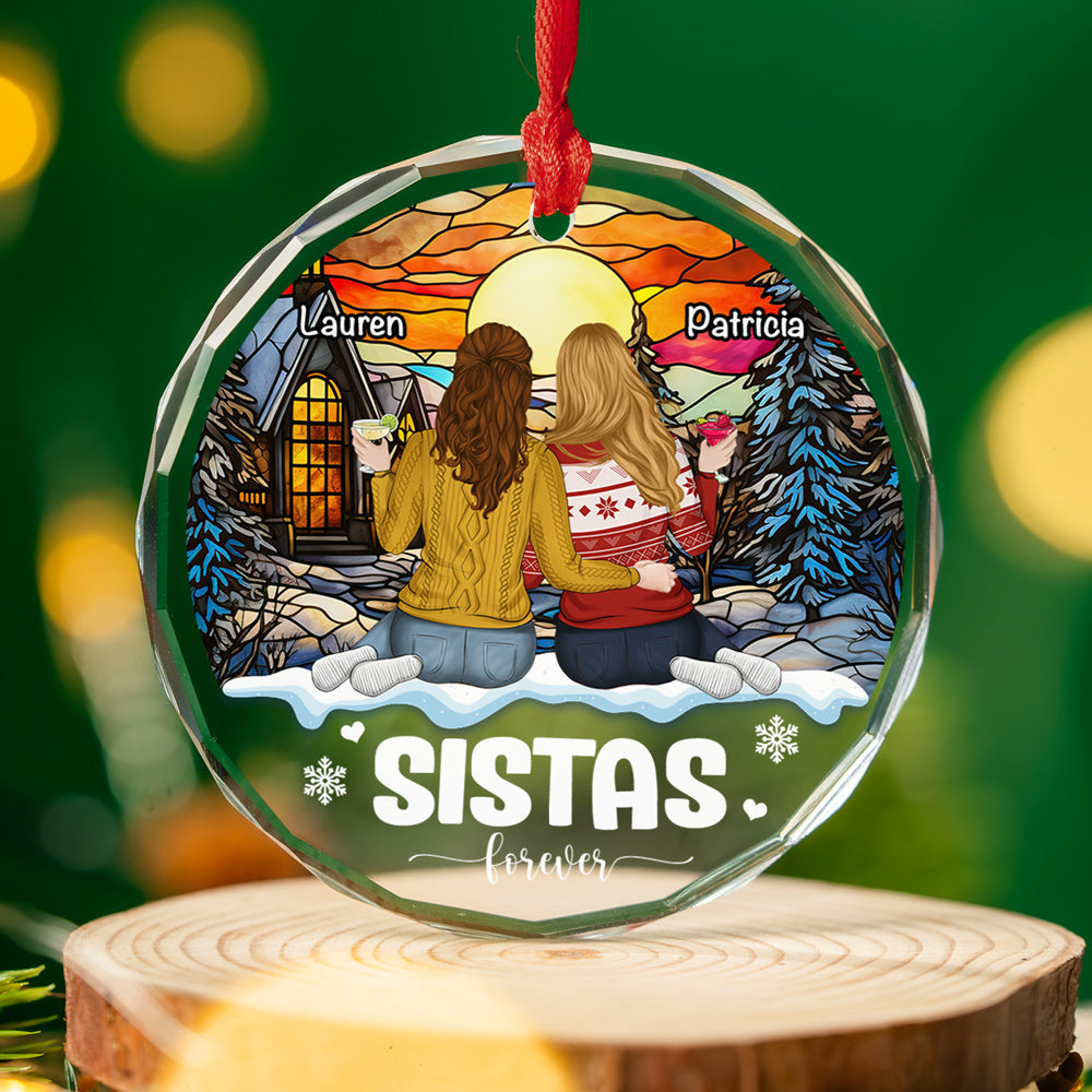 Custom Friendship Christmas Ornament, Best Friend Gift •  Friends Forever - Personalized Glass Ornament