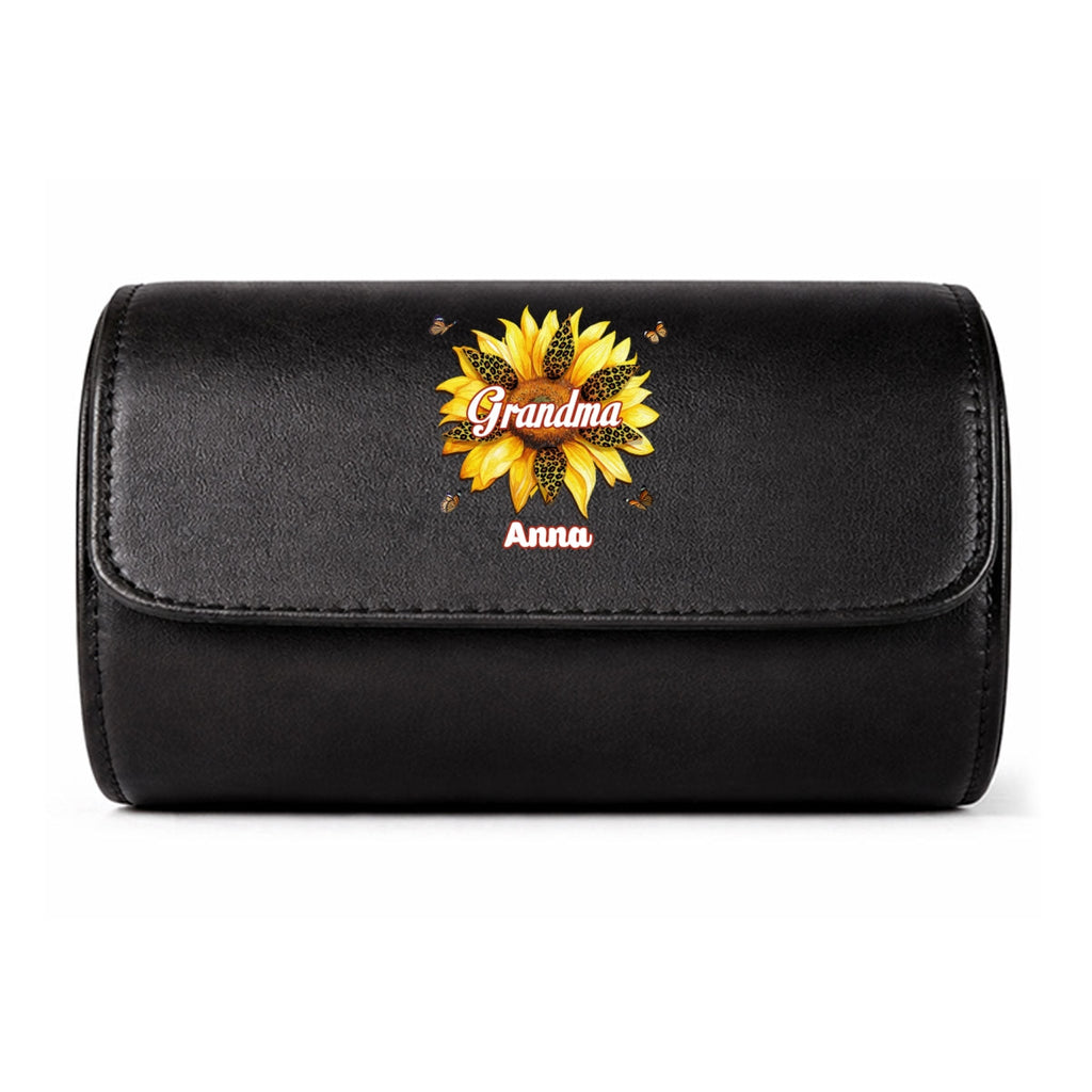 Where Grandma Sunflower Blooms - Personalized Leather Watch Case