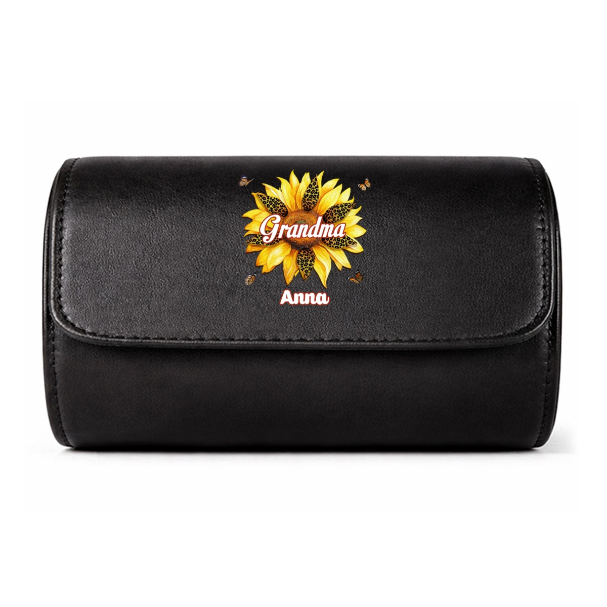 Where Grandma Sunflower Blooms - Personalized Leather Watch Case