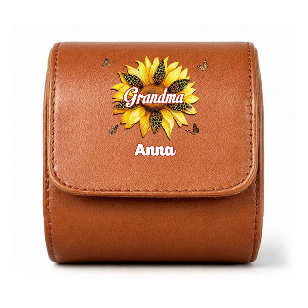 Where Grandma Sunflower Blooms - Personalized Leather Watch Case