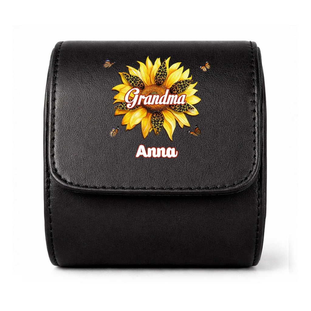 Where Grandma Sunflower Blooms - Personalized Leather Watch Case