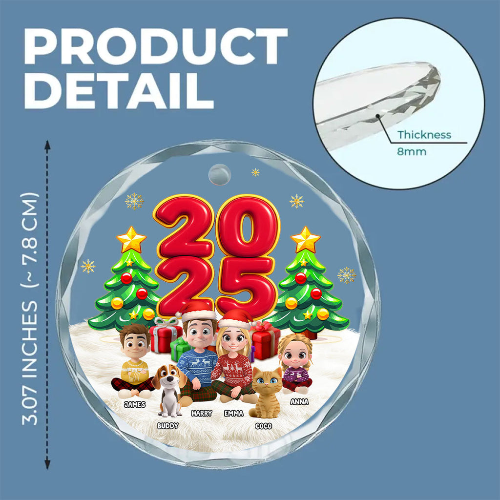 Custom Family Ornament, Christmas Gift for Family Members •  You Me And Our Kid Pet - Personalized Glass Ornament