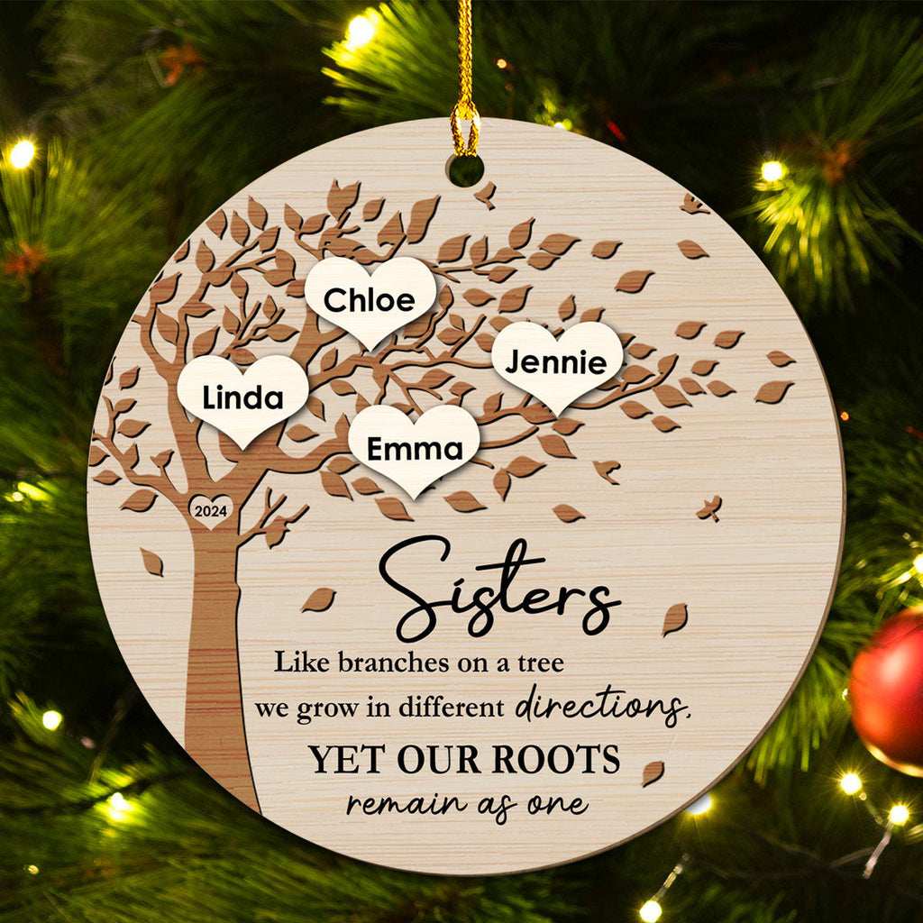 Custom Keepsake Christmas Ornament •  Our Roots Remain As One - Personalized Wood Ornament