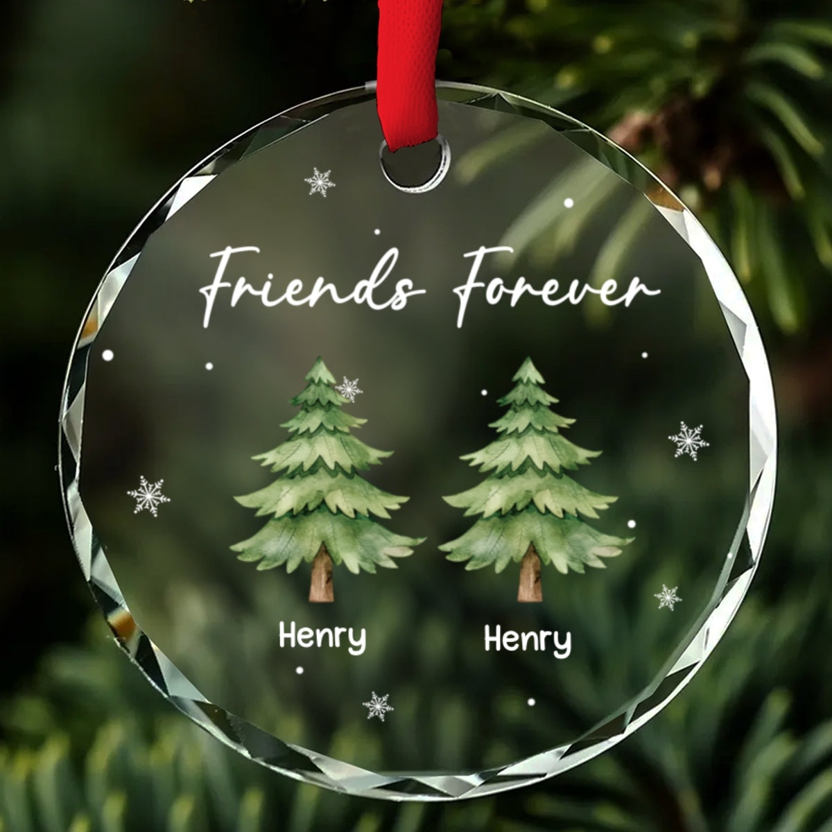 Custom Family Ornament, Christmas Gift for Family Members •  Our Friendship Sparkles Every Christmas - Personalized Glass Ornament