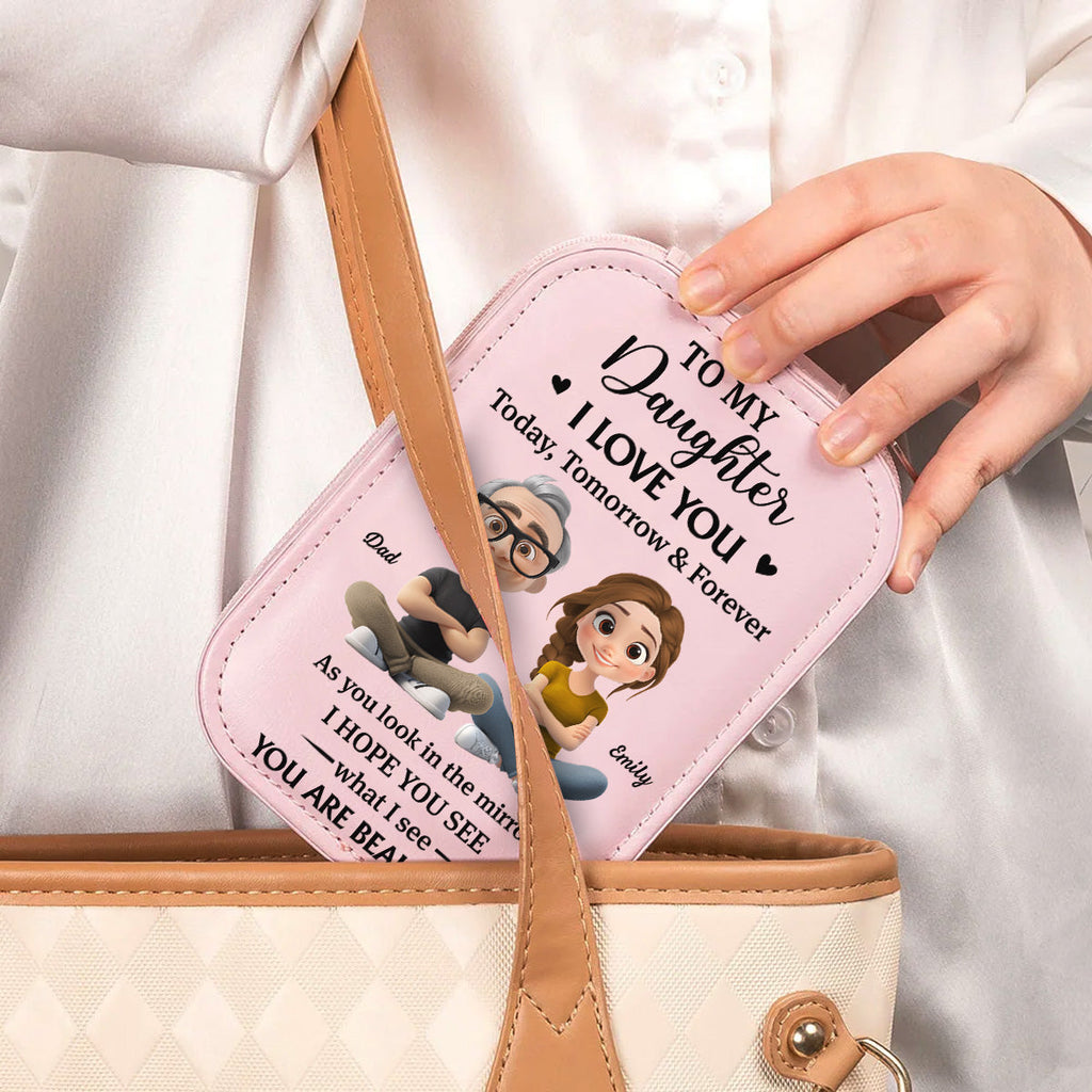 Loved Beyond Words My Daughter - Personalized Jewelry Box With LED Mirror