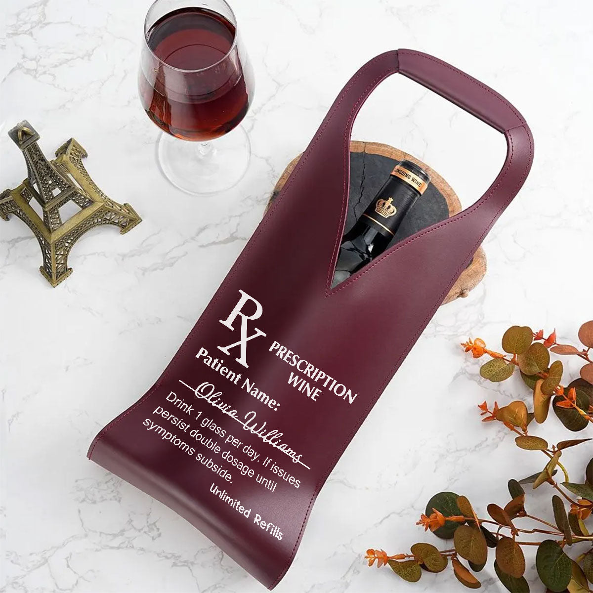 Prescription Wine - Personalized Leather Wine Bag