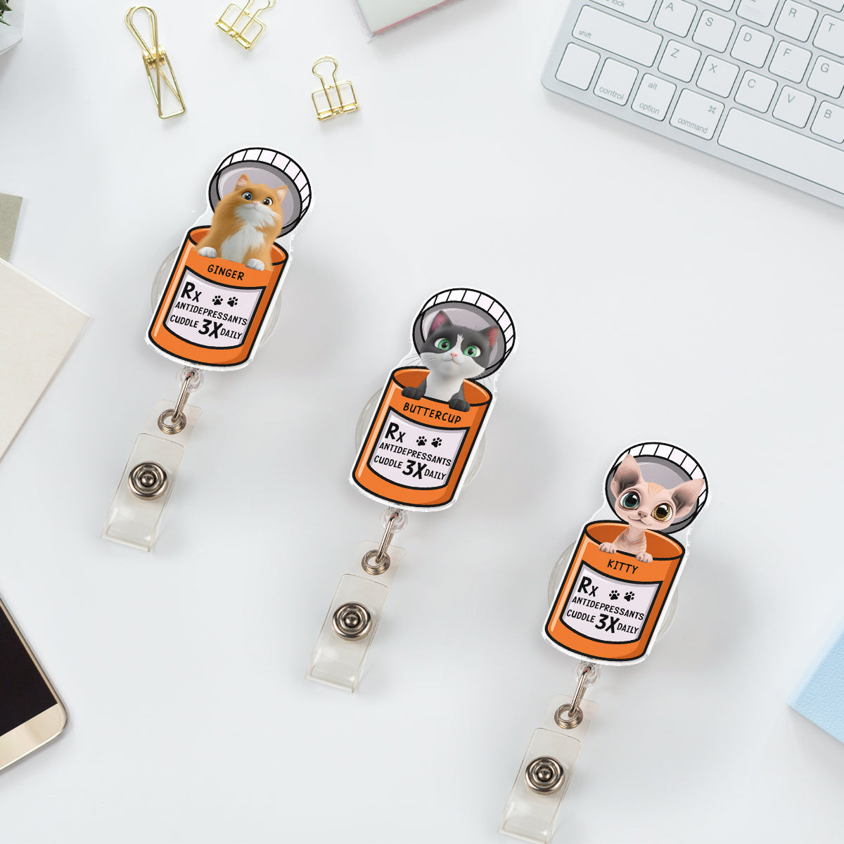 Custom Nurse ID Holder, Christmas Birthday Gifts for Healthcare Workers • My Favorite Tiny Therapists Ever - Personalized Acrylic Badge Reel