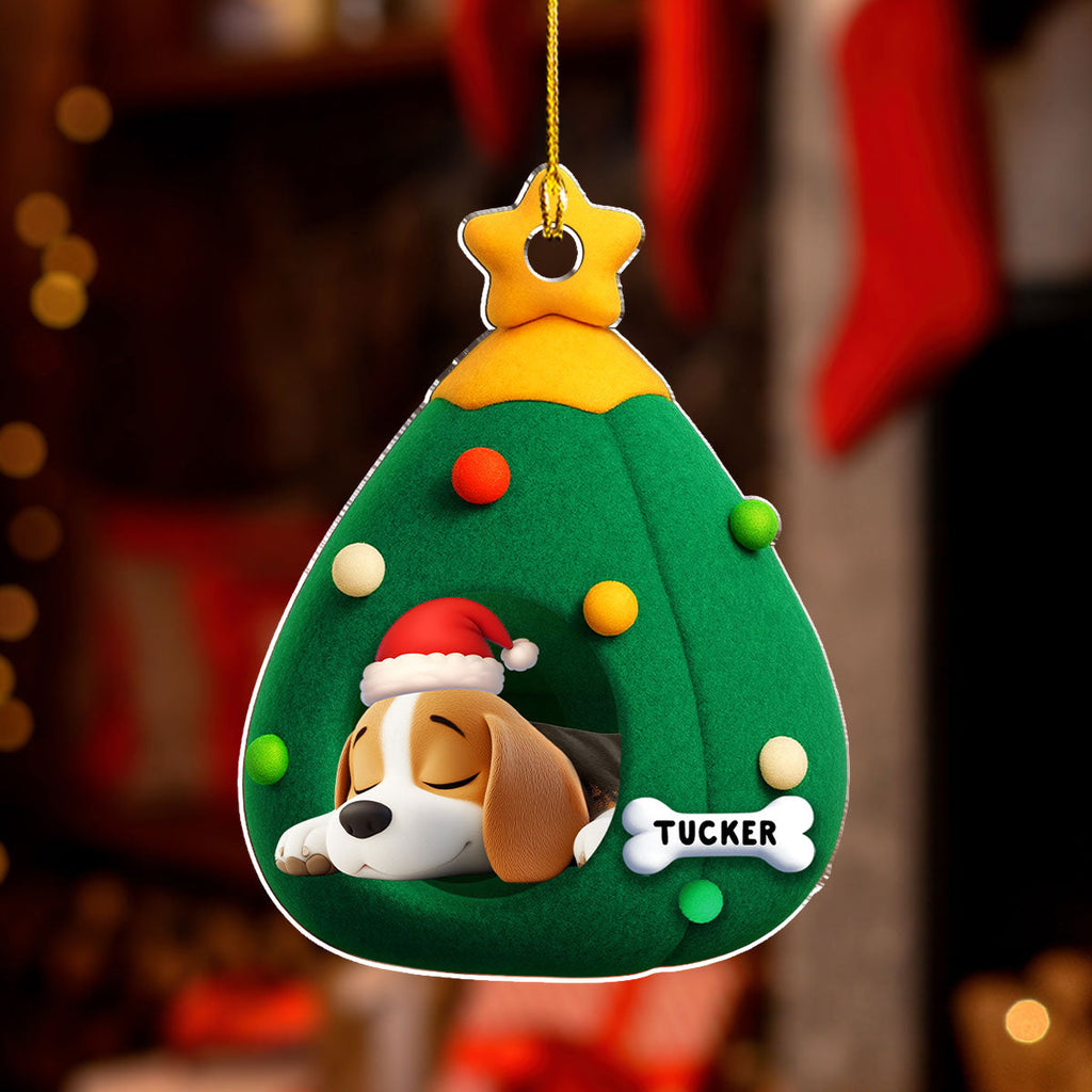 Custom Keepsake Christmas Ornament •  Santa Paws Cozy Tree - Personalized Acrylic Ornament