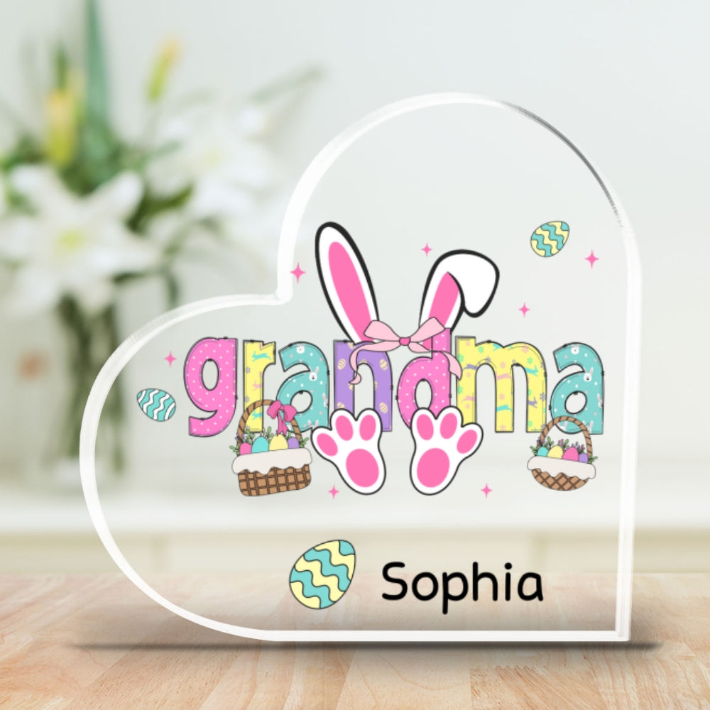 Custom Family Decor, Christmas Birthday Family Keepsake • Easter Bunny Coquette Bow - Personalized Acrylic Plaque