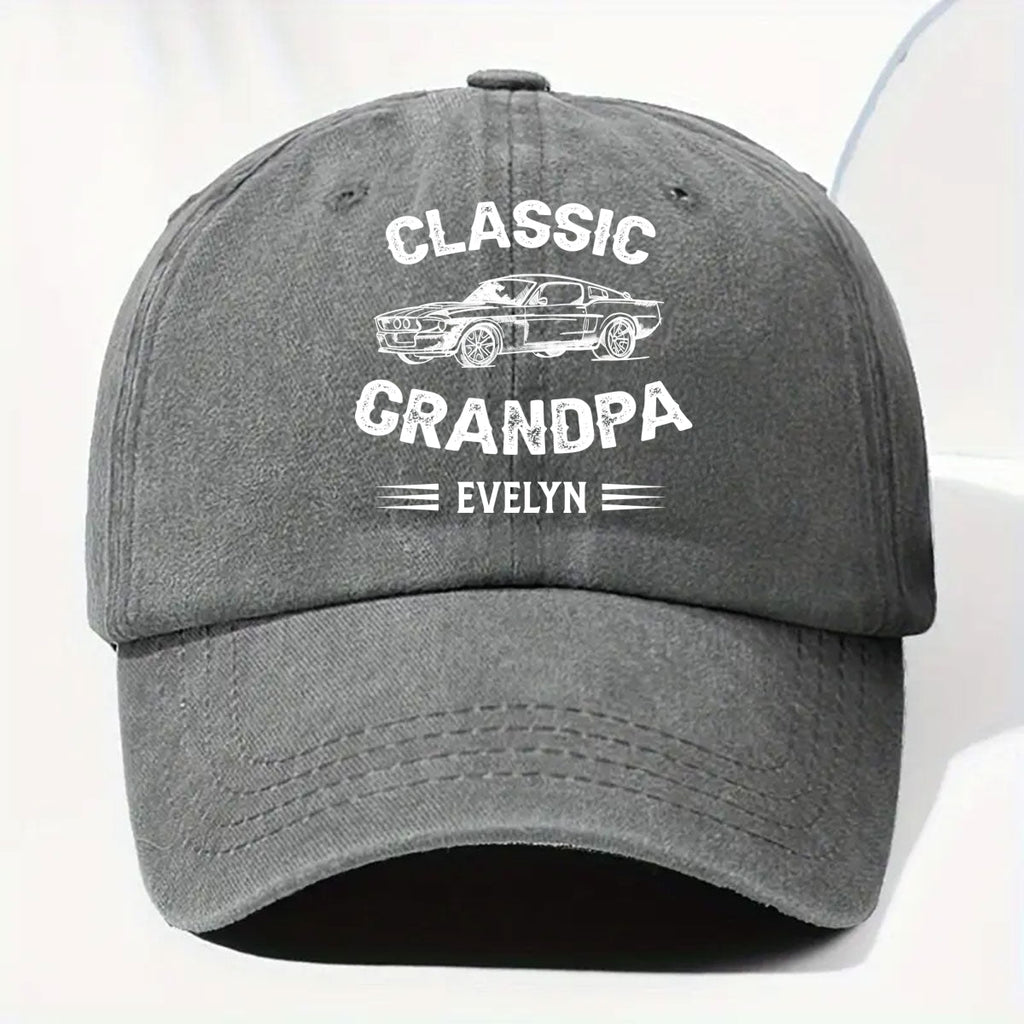 Custom Christmas Headwear Birthday Gifts for Grandpa • Classic Grandpa - Personalized Vintage Washed Denim Cap