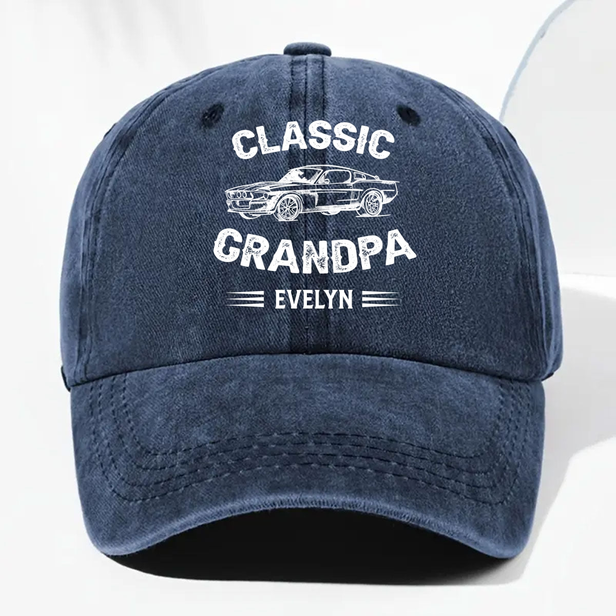 Custom Christmas Headwear Birthday Gifts for Grandpa • Classic Grandpa - Personalized Vintage Washed Denim Cap