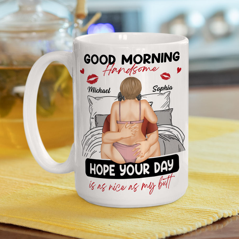 Custom Anniversary Keepsake Gifts For Couple • Good Morning Handsome - Personalized Coffee Mug