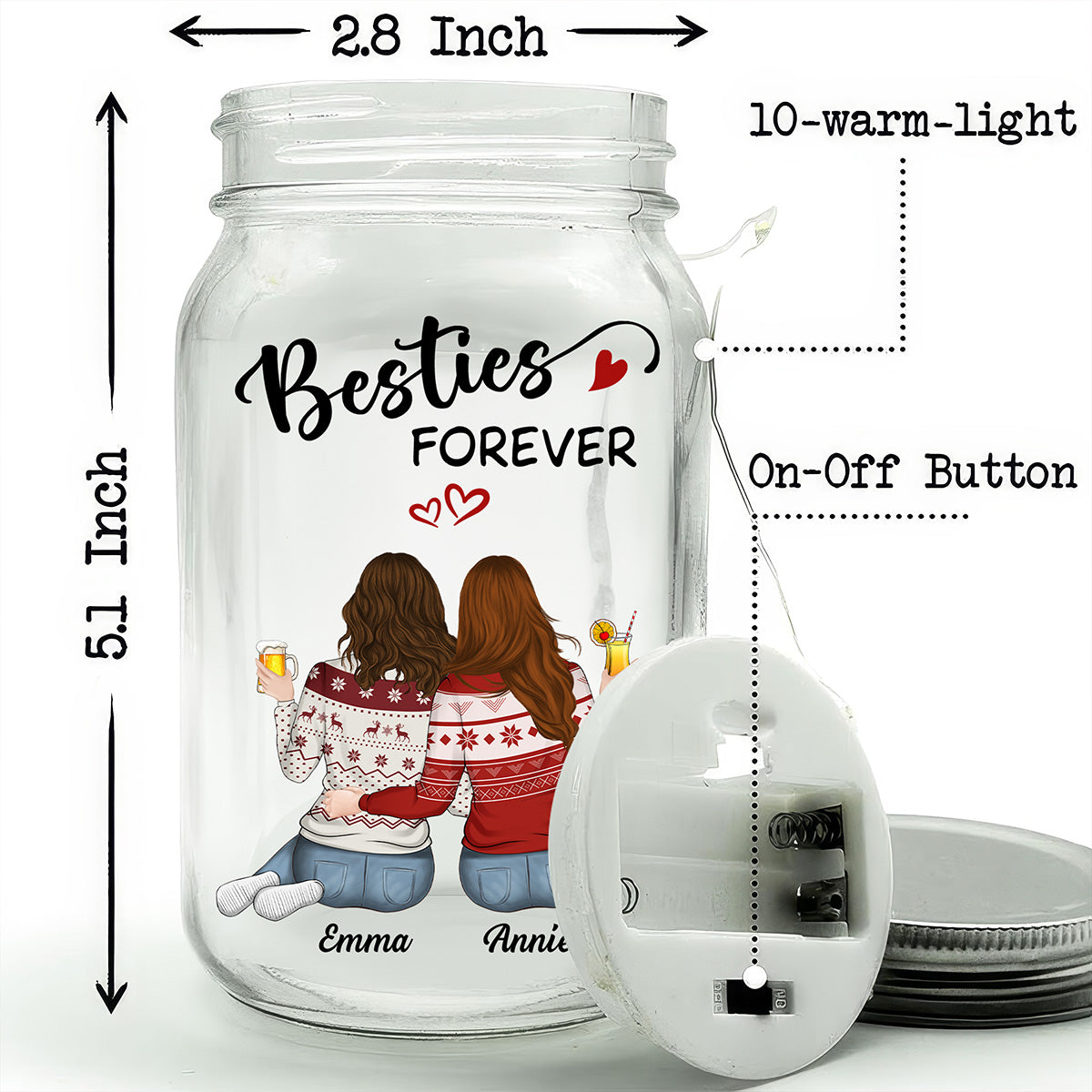 Besties Forever - Personalized Mason Jar Light