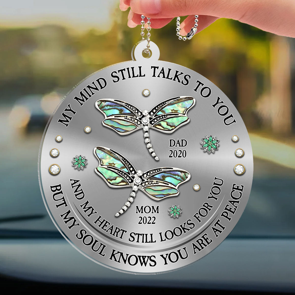Dragonfly My Mind My Heart My Soul - Personalized Car Ornament