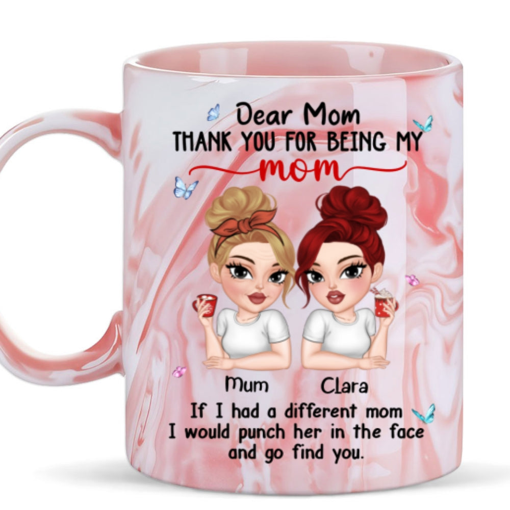 Custom Mother's Day Gift for Mom & Grandma • You Are My Only Mom - Personalized Pink Marble Mug
