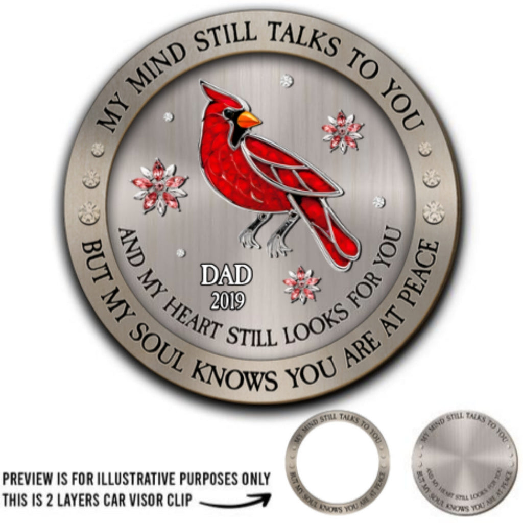Cardinal Hummingbird My Mind My Heart My Soul - Personalized Car Visor Clip