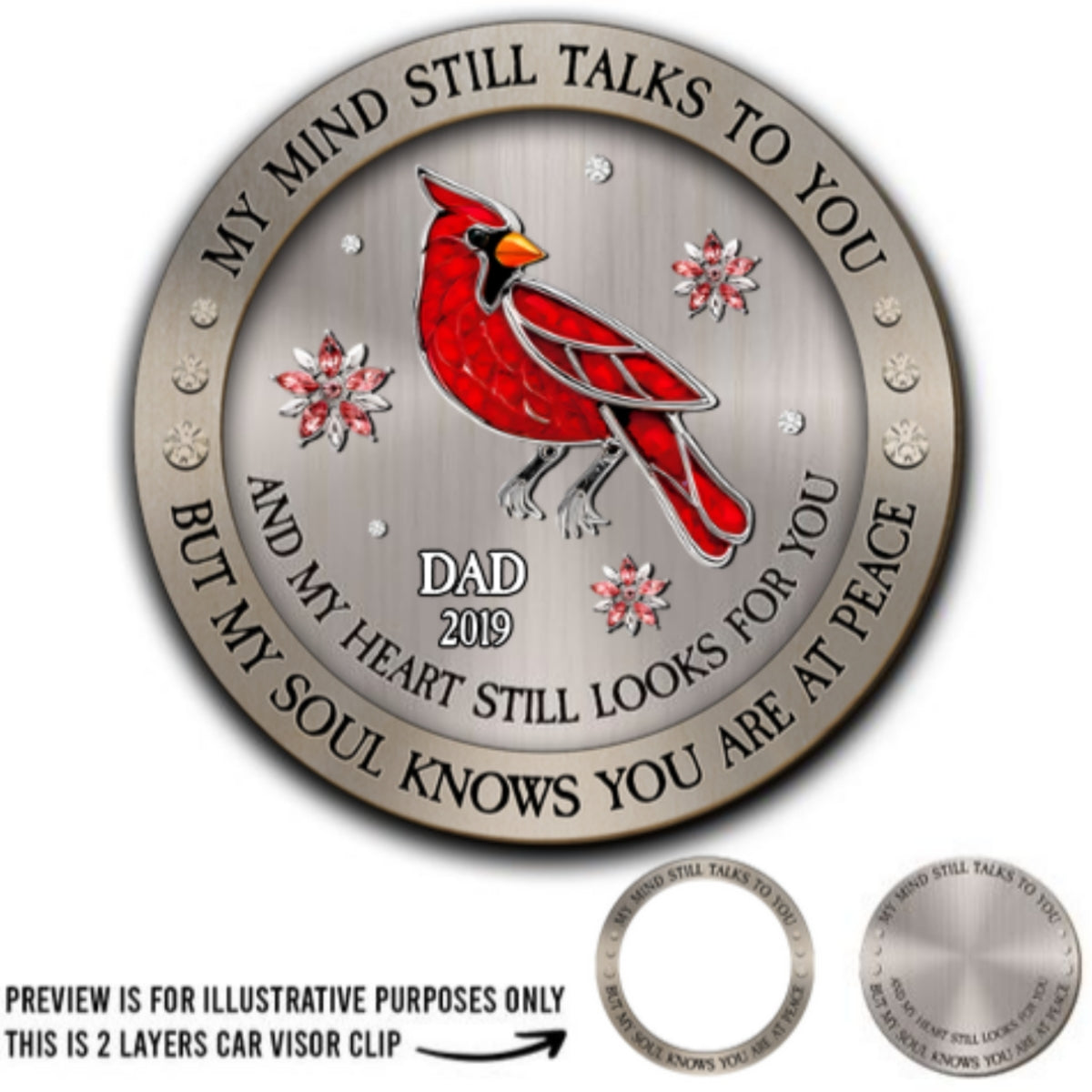 Cardinal Hummingbird My Mind My Heart My Soul - Personalized Car Visor Clip