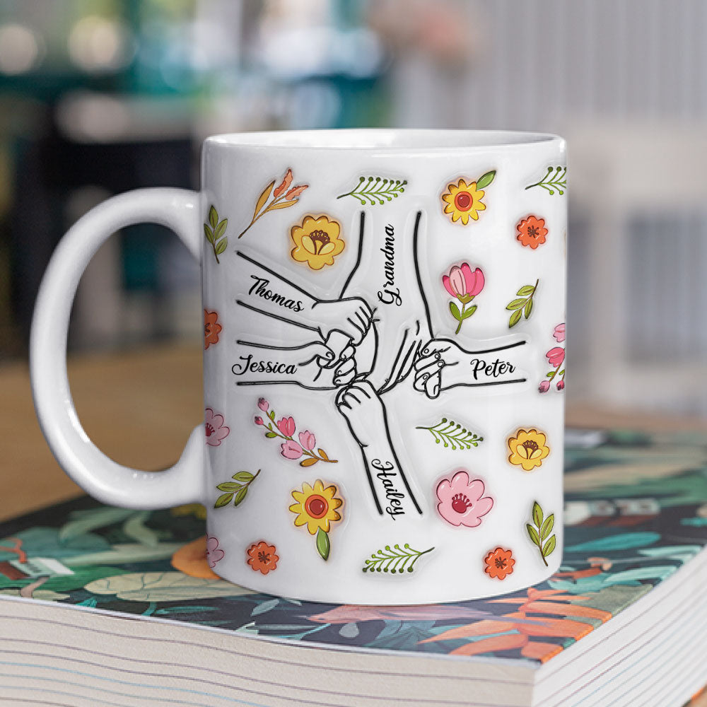 Custom Christmas & Birthday Gift For Grandma • Holding Hands Grandma - Personalized 3D Inflated Effect Mug