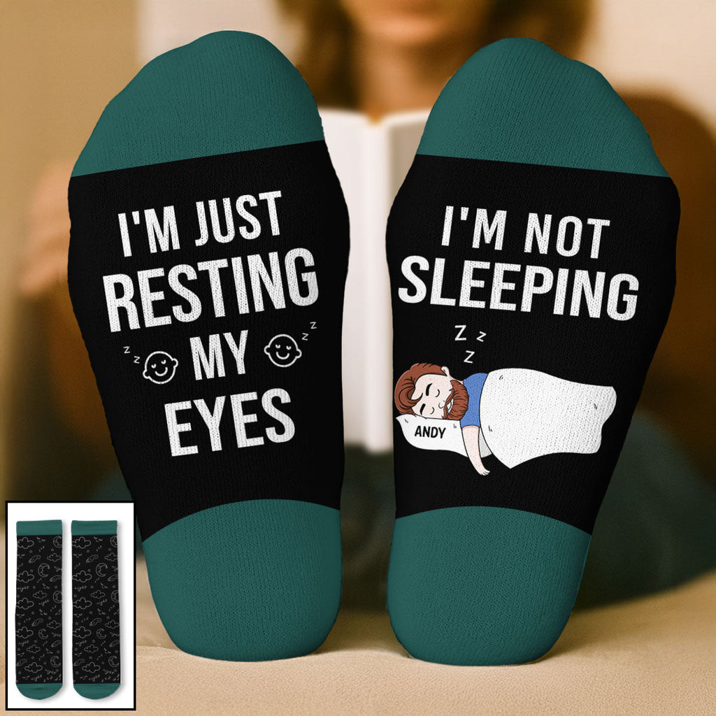 Custom Unique Footwear, Christmas Birthday Gift For Him & Her • I Am Just Resting My Eyes - Personalized Crew Socks