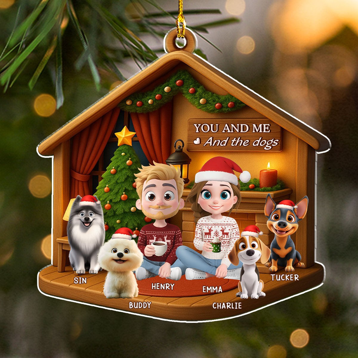 Custom Family Ornament, Christmas Gift for Family Members •  Joyful Home Forever Now - Personalized 3D Effect Acrylic Ornament