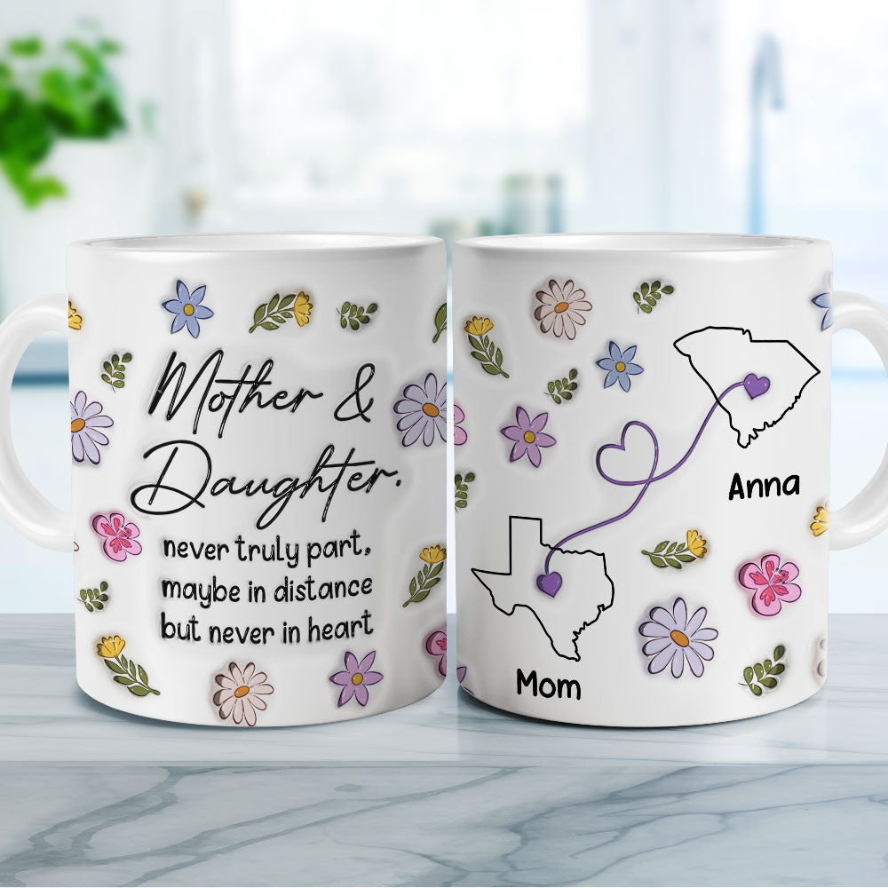 Custom Christmas & Birthday Gift for Mom • Never Truly Part - Personalized 3D Inflated Effect Mug