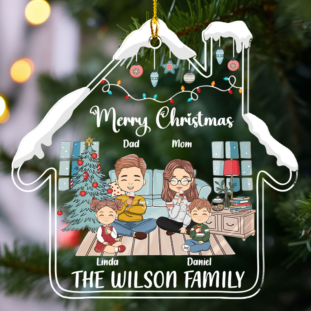 Custom Family Ornament, Christmas Gift for Family Members •  Very Merry Christmas - Personalized Acrylic Ornament