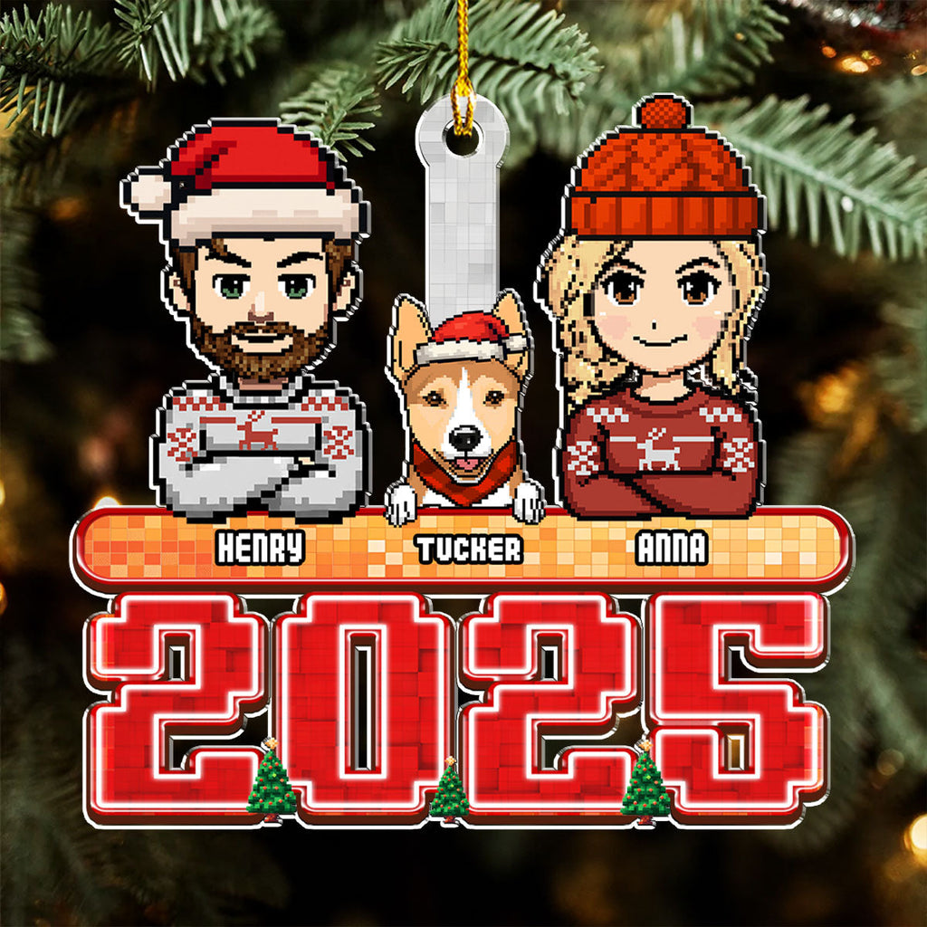 Custom Family Ornament, Christmas Gift for Family Members •  Family Pixel 2025 - Personalized Acrylic Ornament