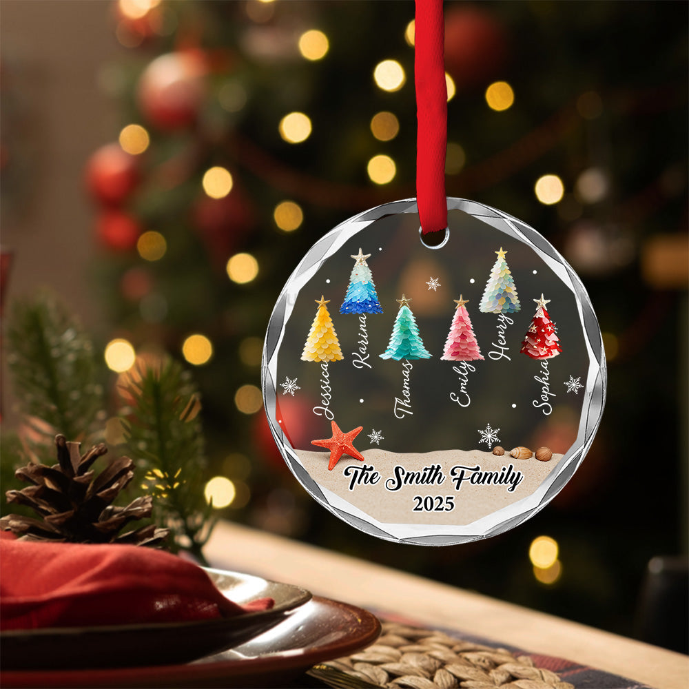 Custom Family Ornament, Christmas Gift for Family Members •  Winter Wishes - Personalized Glass Ornament
