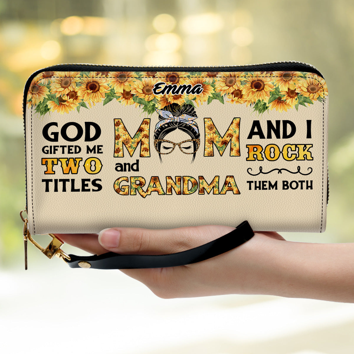 God Gifted Me Two Titles Mom & Grandma - Personalized Leather Wallet