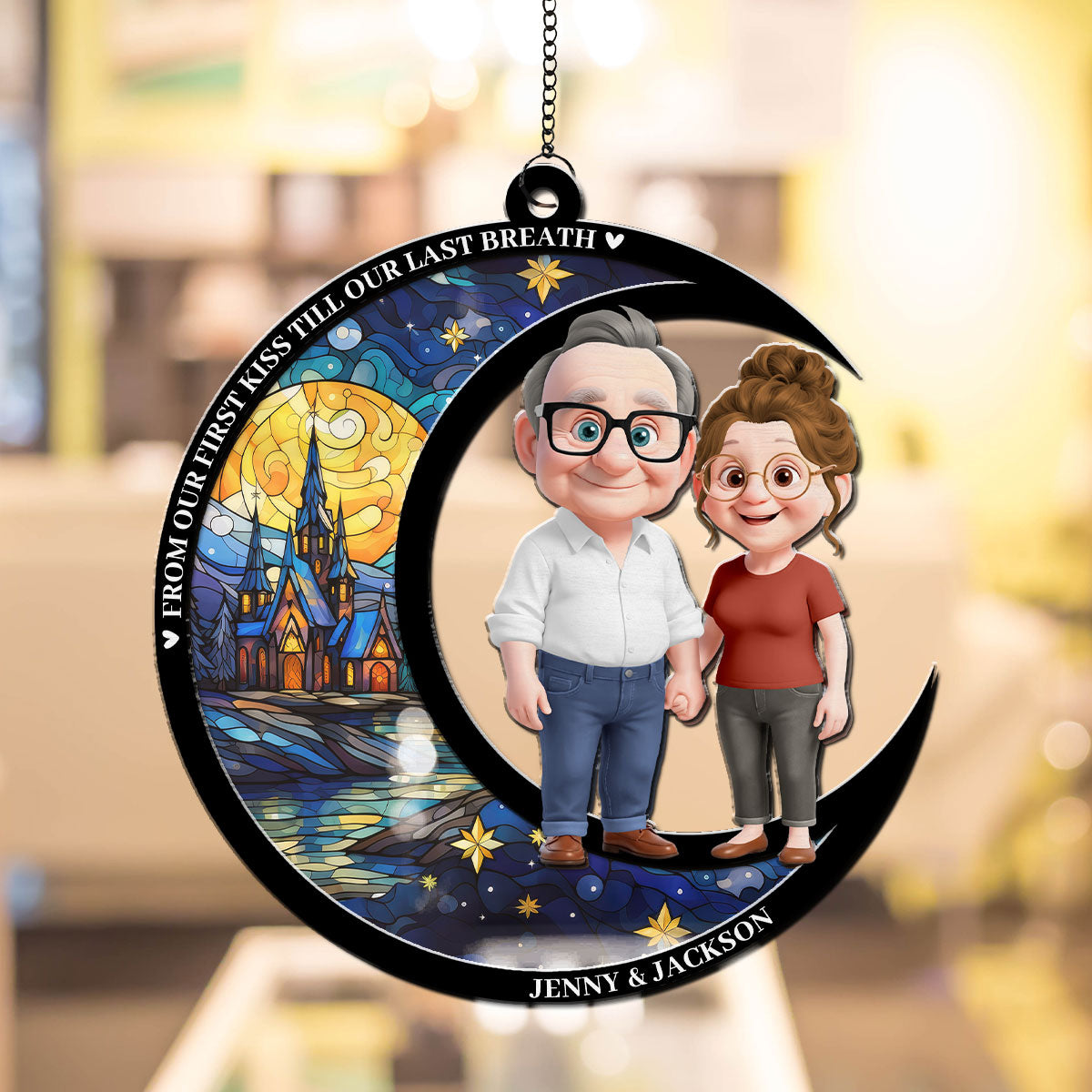 Custom Couple Hanging Decor, Anniversary Valentine's Day Gifts • Our Love Through The Years - Personalized Suncatcher