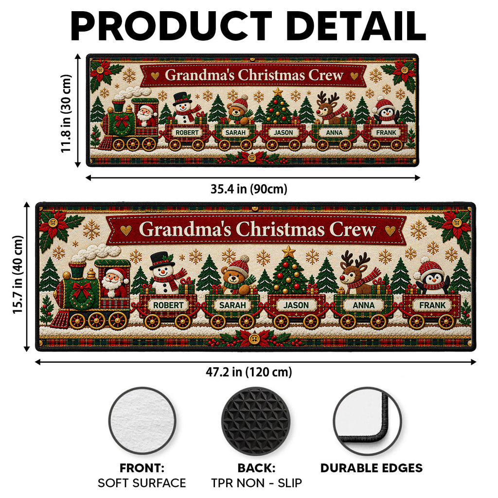 Custom Family Name Rug, Housewarming Birthday Gift For Family Members • Holiday Crew - Personalized Runner Rug