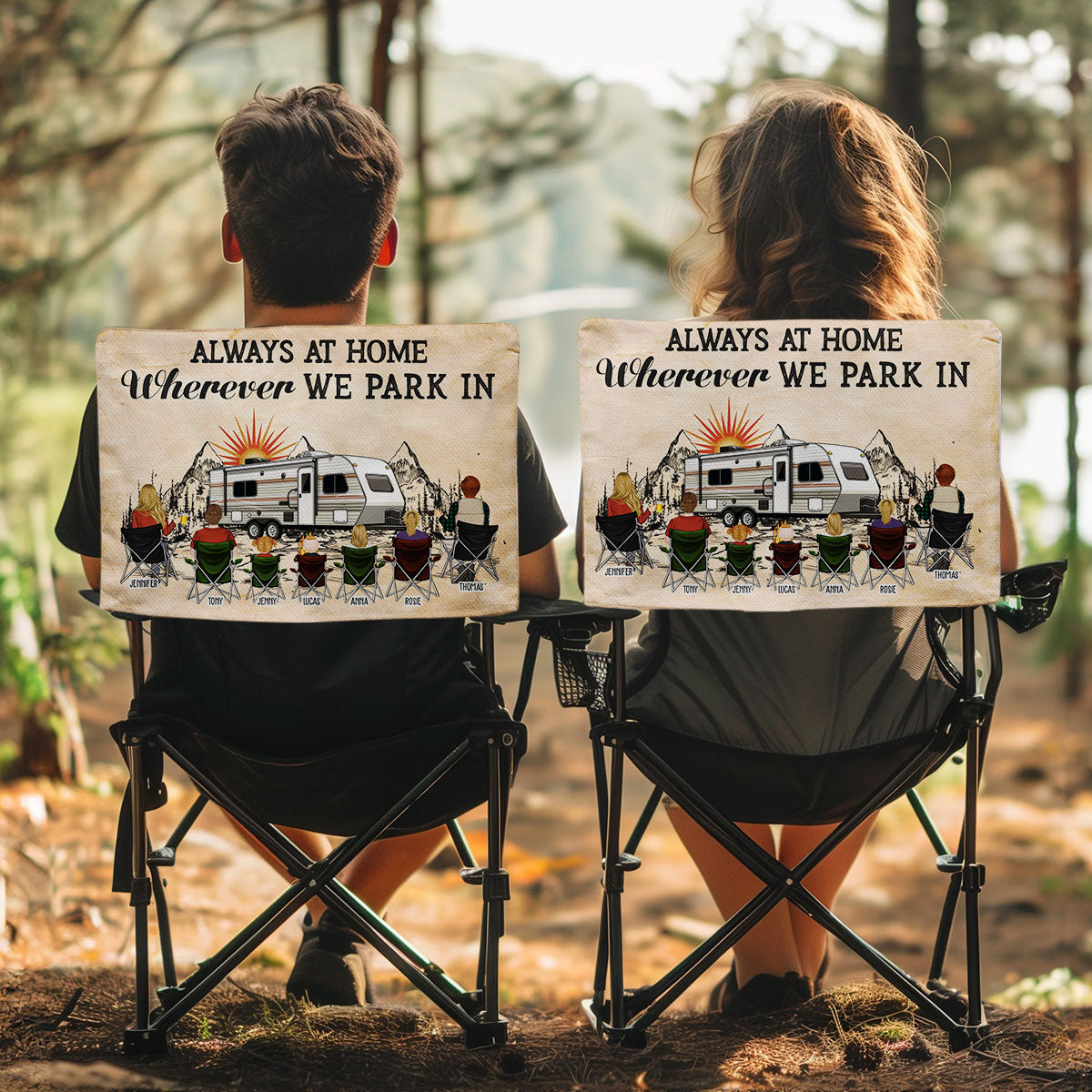 Home Is Where We Park In - Personalized Camping Chair Cover