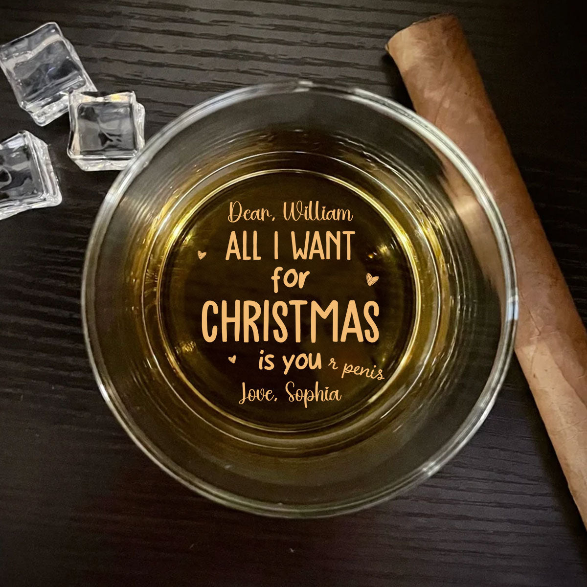Custom Christmas Anniversary Birthday Drinkware Gifts for Couple • Want you - Personalized Engraved Whiskey Glass