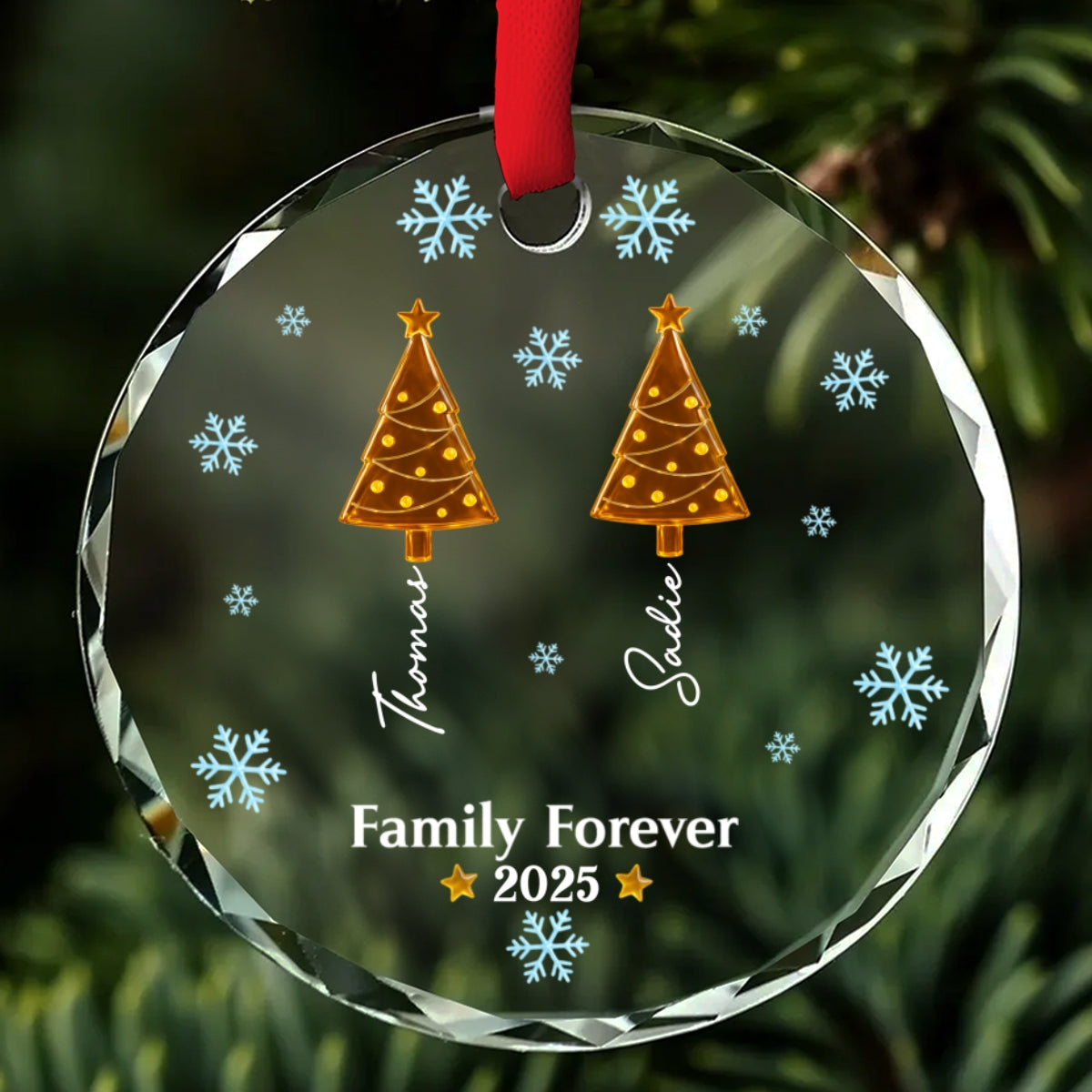 Custom Friendship Christmas Ornament, Best Friend Gift •  Frosty Friendship - Personalized Glass Ornament