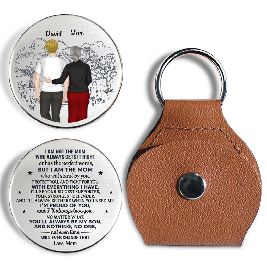 Custom Coin Keychain for Son, Father's Day Birthday Gifts • I Will Always Be Your Biggest Support Ver Mom - Personalized Pocket Hug