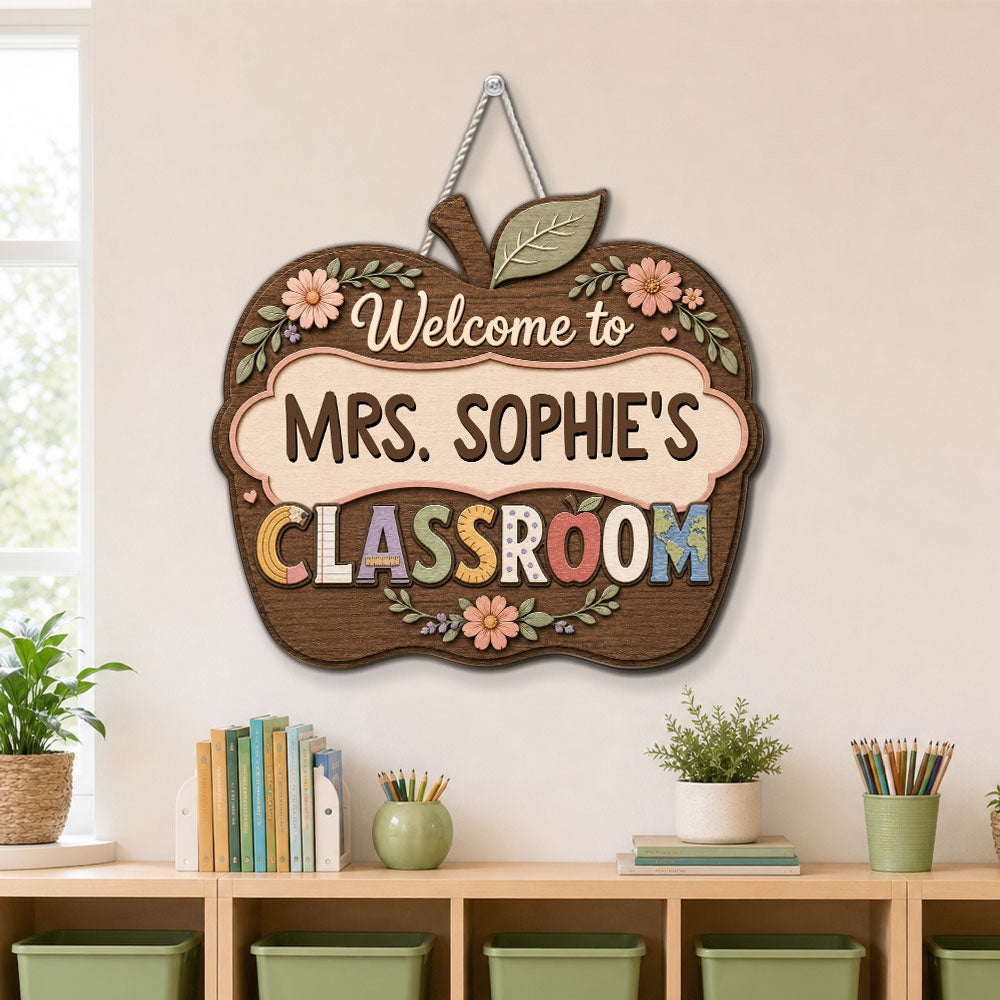 Custom Home & Wall Decor, Birthday & Christmas Gift • Shaping Minds Touching Hearts Forever - Personalized 3D Effect Wood Sign