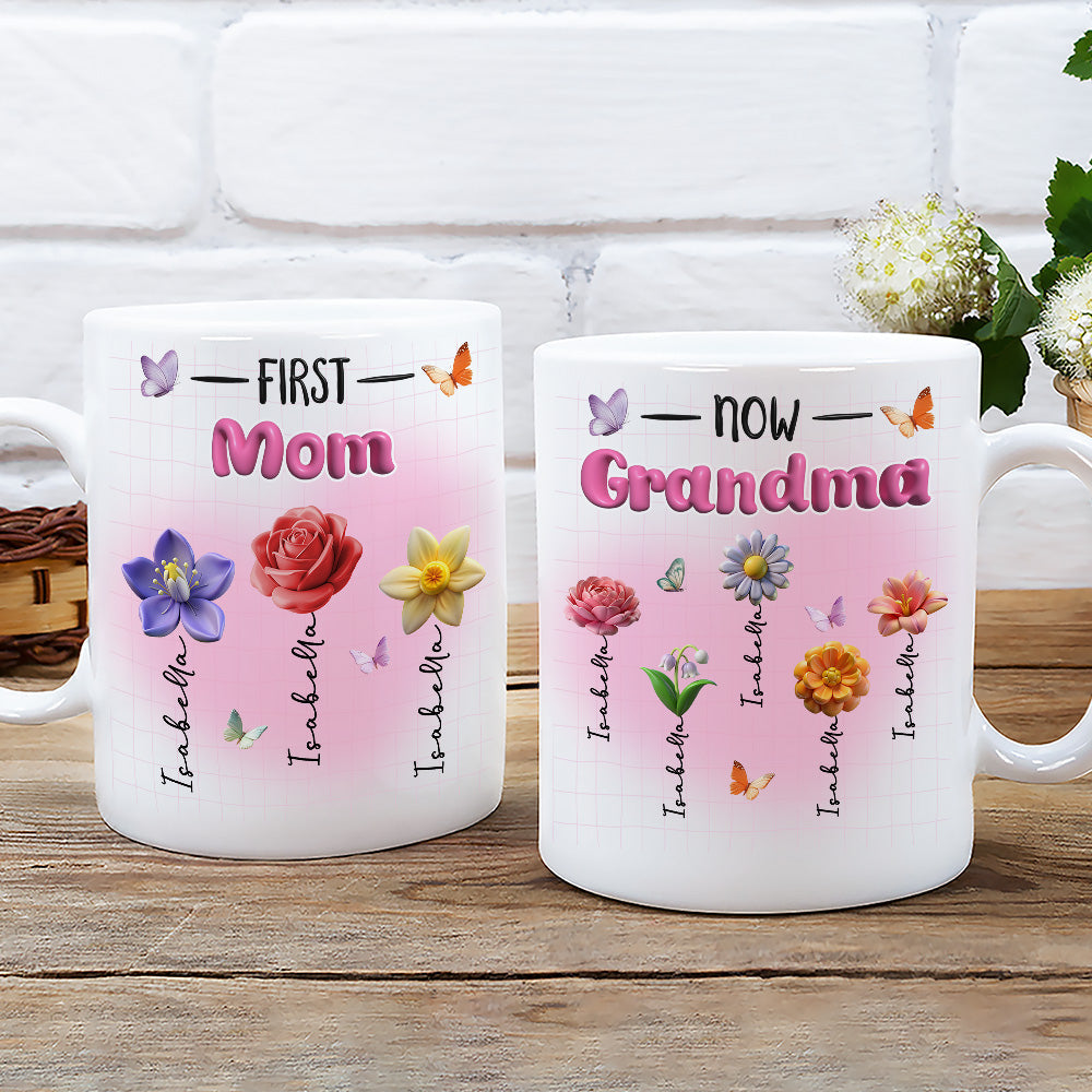 Custom Mother's Day Gift for Mom & Grandma • First Mom Now Grandma Version 2 - Personalized 3D Inflated Effect Mug