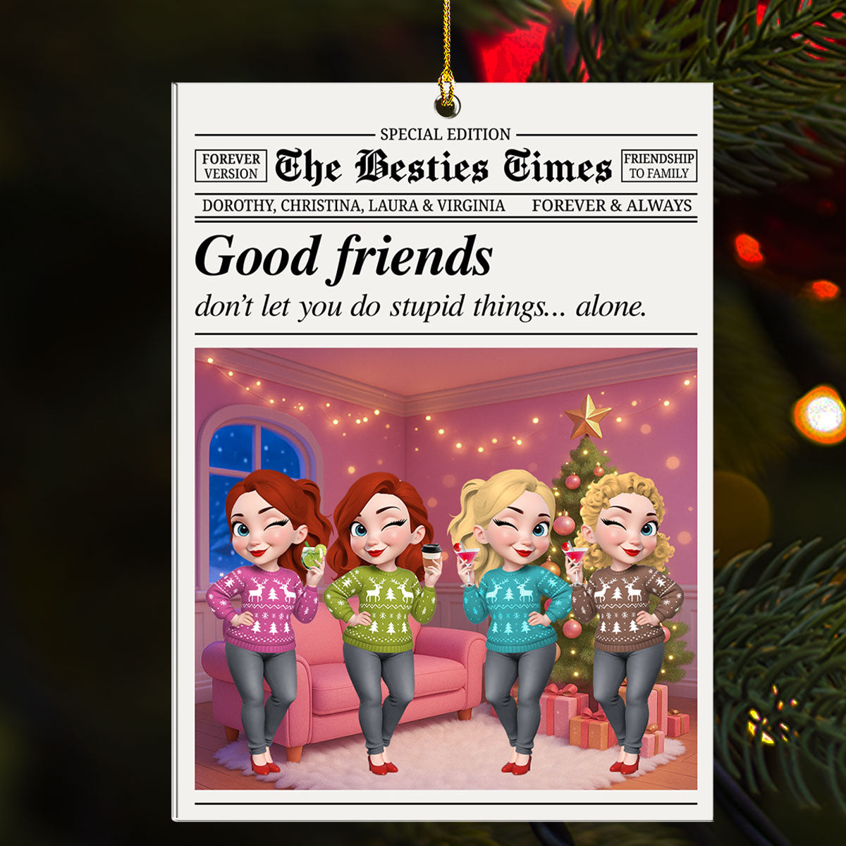 Custom Friendship Christmas Ornament, Best Friend Gift •  Do Stupid Things Together - Personalized Acrylic Ornament