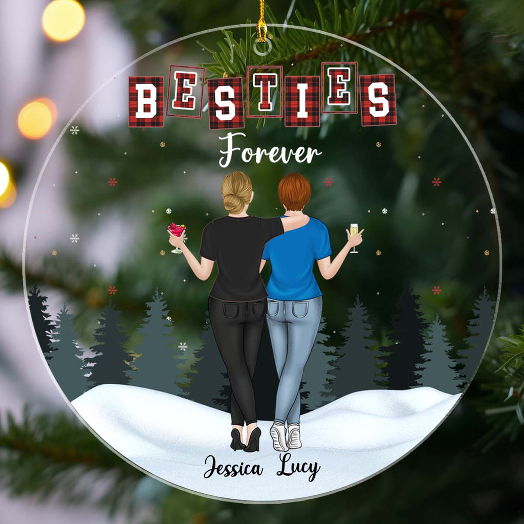 Custom Friendship Christmas Ornament, Best Friend Gift •  Forever Besties - Personalized Acrylic Ornament