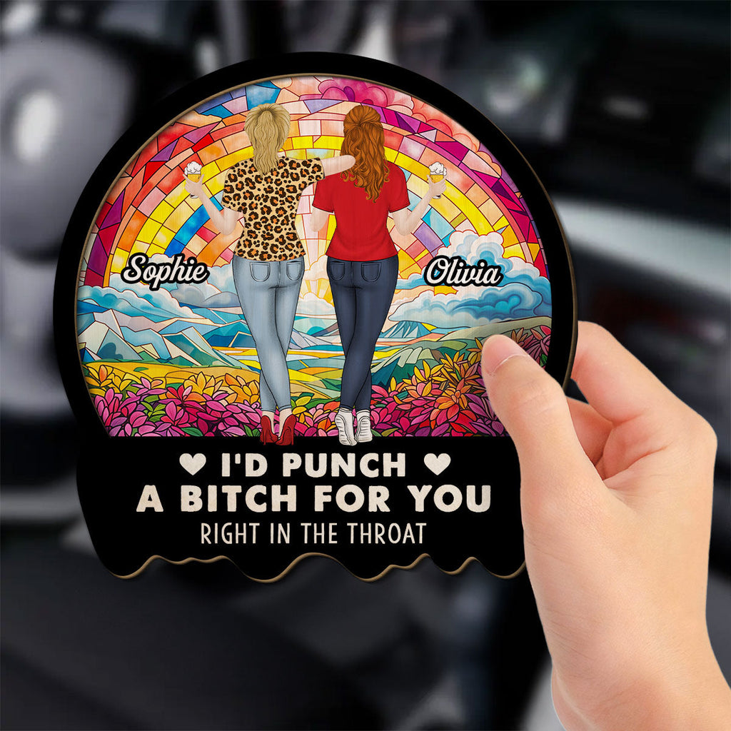 Right In The Throat Besties Sisters - Personalized Car Visor Clip