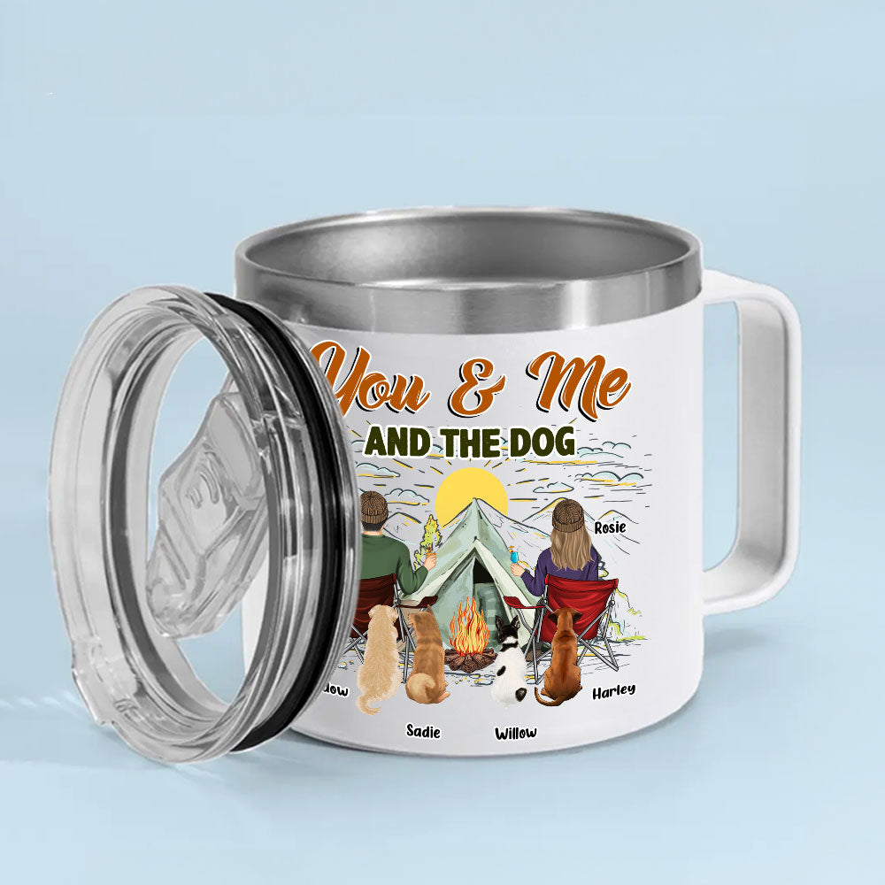 You And Me And Our Lovely Dogs - Personalized 14oz Stainless Steel Tumbler With Handle