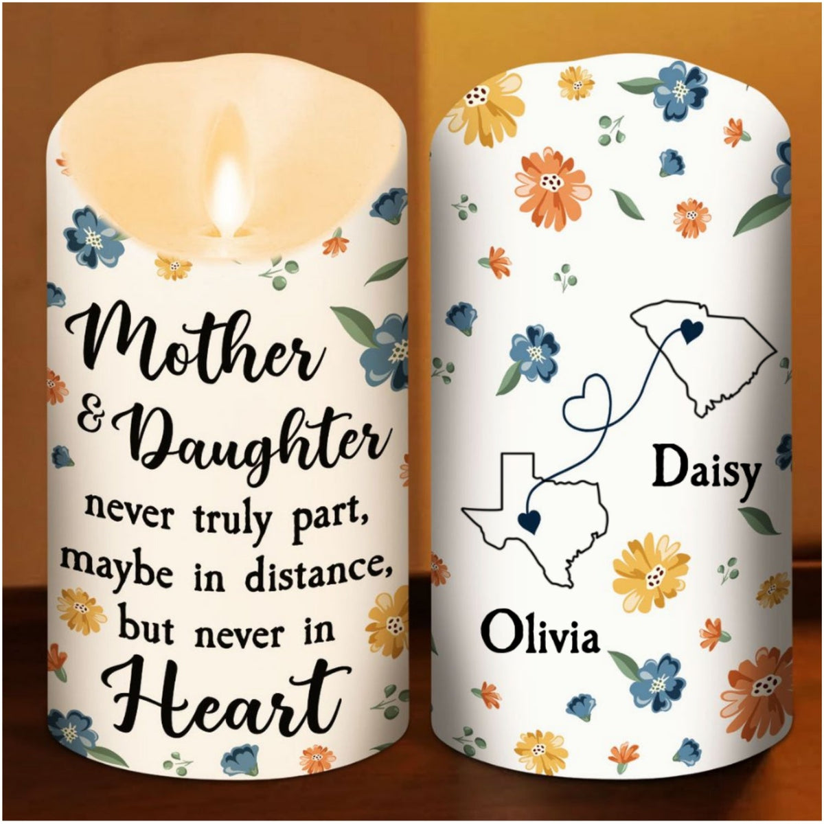 Mother And Daughter - Personalized LED Candle