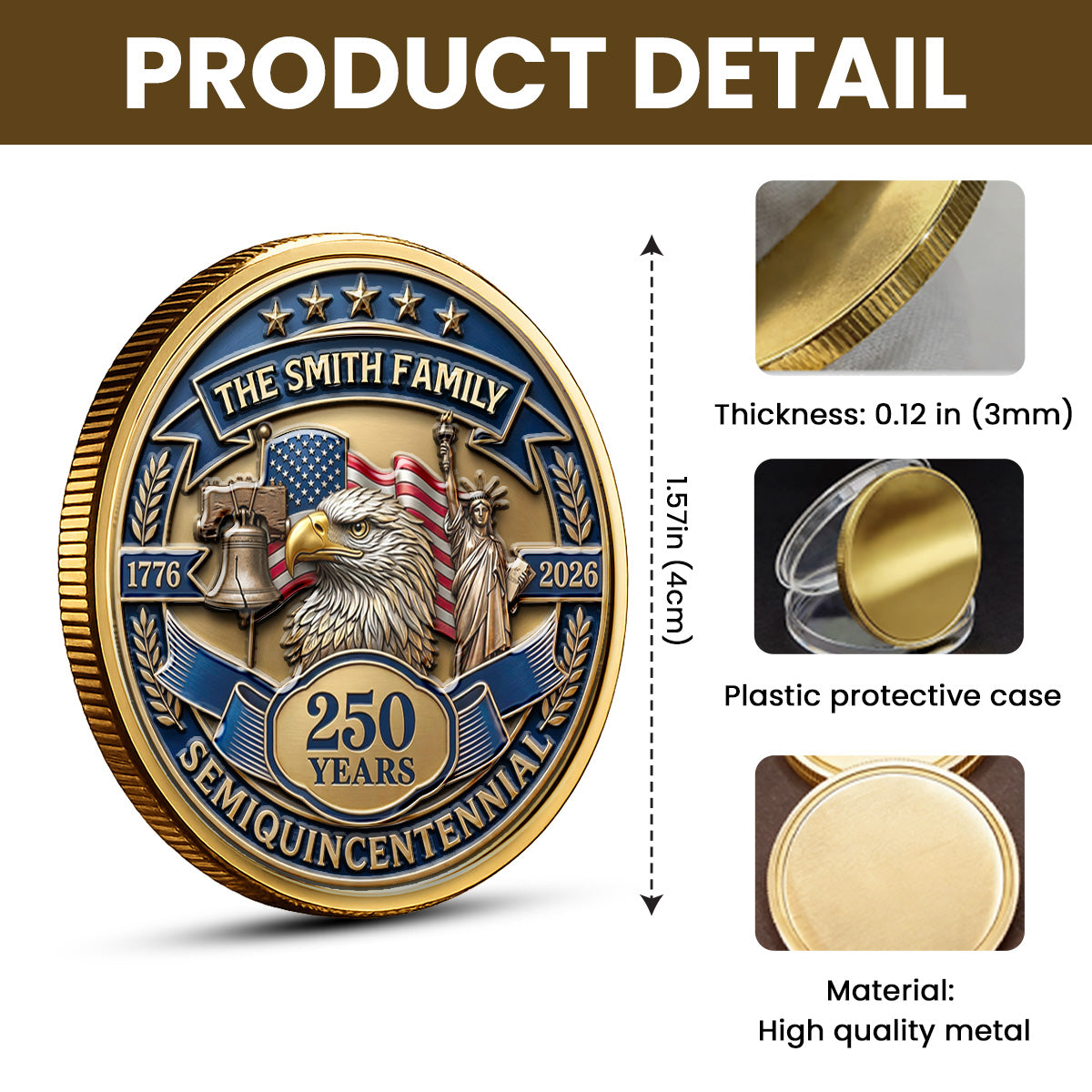 Semiquincentennial - Personalized Commemorative Keepsake Coin
