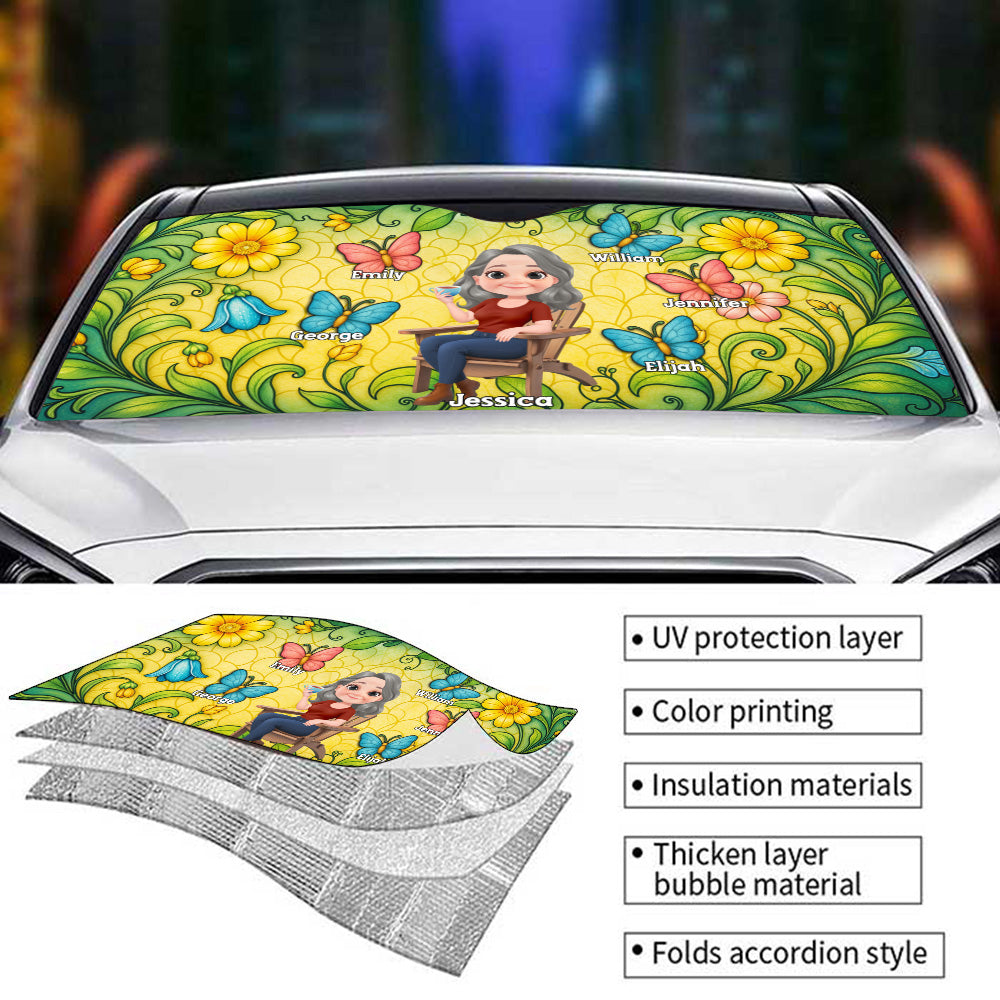 Butterfly Grandma - Personalized Car Sunshade