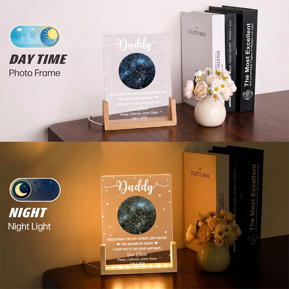 Custom Anniversary, Wedding, Christmas Gift For Husband, Him• The Sky Looked Like 2 - Personalized Night Light