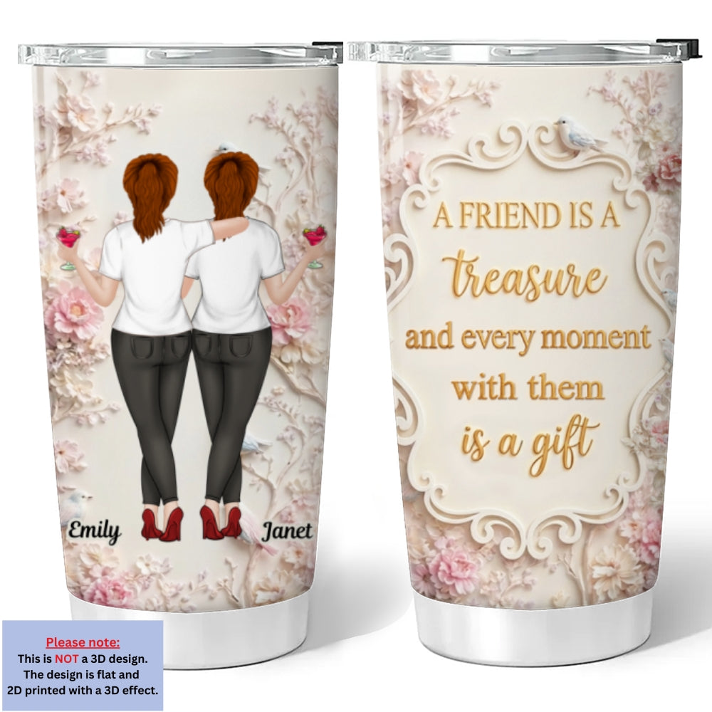 Custom Christmas Birthday Gifts For Best Friend • A True Treasure - Personalized 3D Effect Tumbler