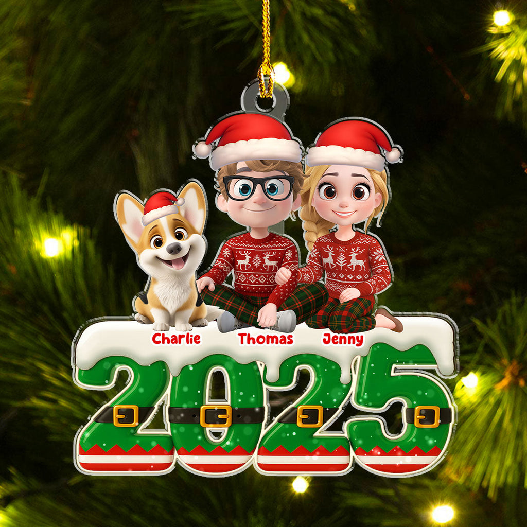 Custom Family Ornament, Christmas Gift for Family Members •  Elf Family - Personalized Acrylic Ornament